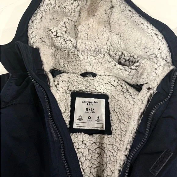 Abercrombie Kids Dark Navy Blue Hooded Parka Jacket
